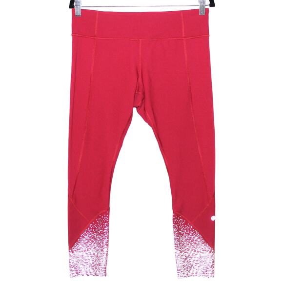 Lululemon Tight Stuff Tight Red and Silver Reflective Print Size 10 - Picture 2 of 10